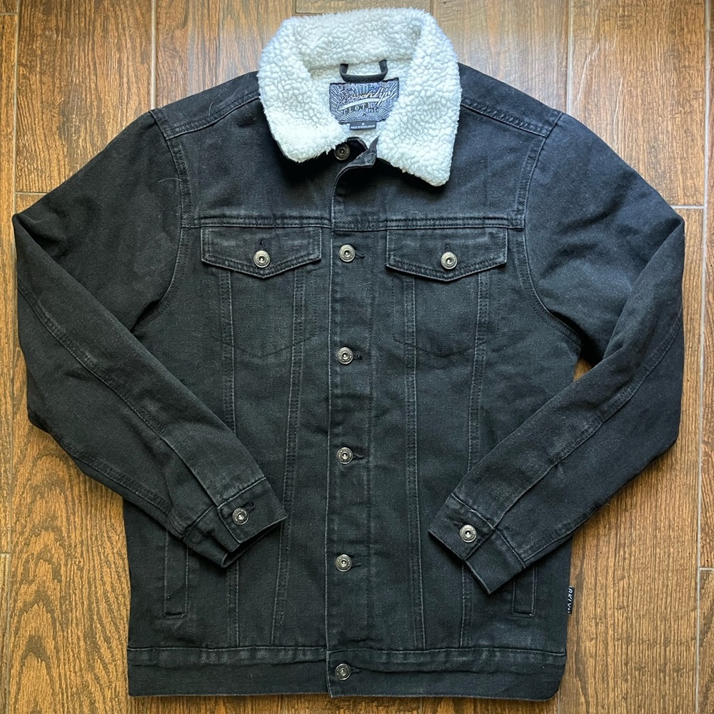 Brooklyn Cloth Fuzzy Sherpa Lined Black Denim Jacket